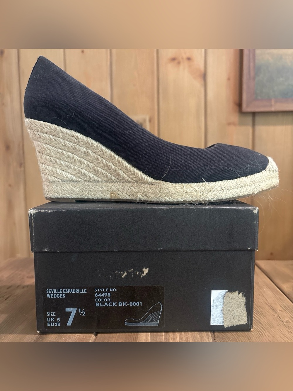 J.Crew Seville Black Canvas Espadrille Wedges Size 7.5⁠